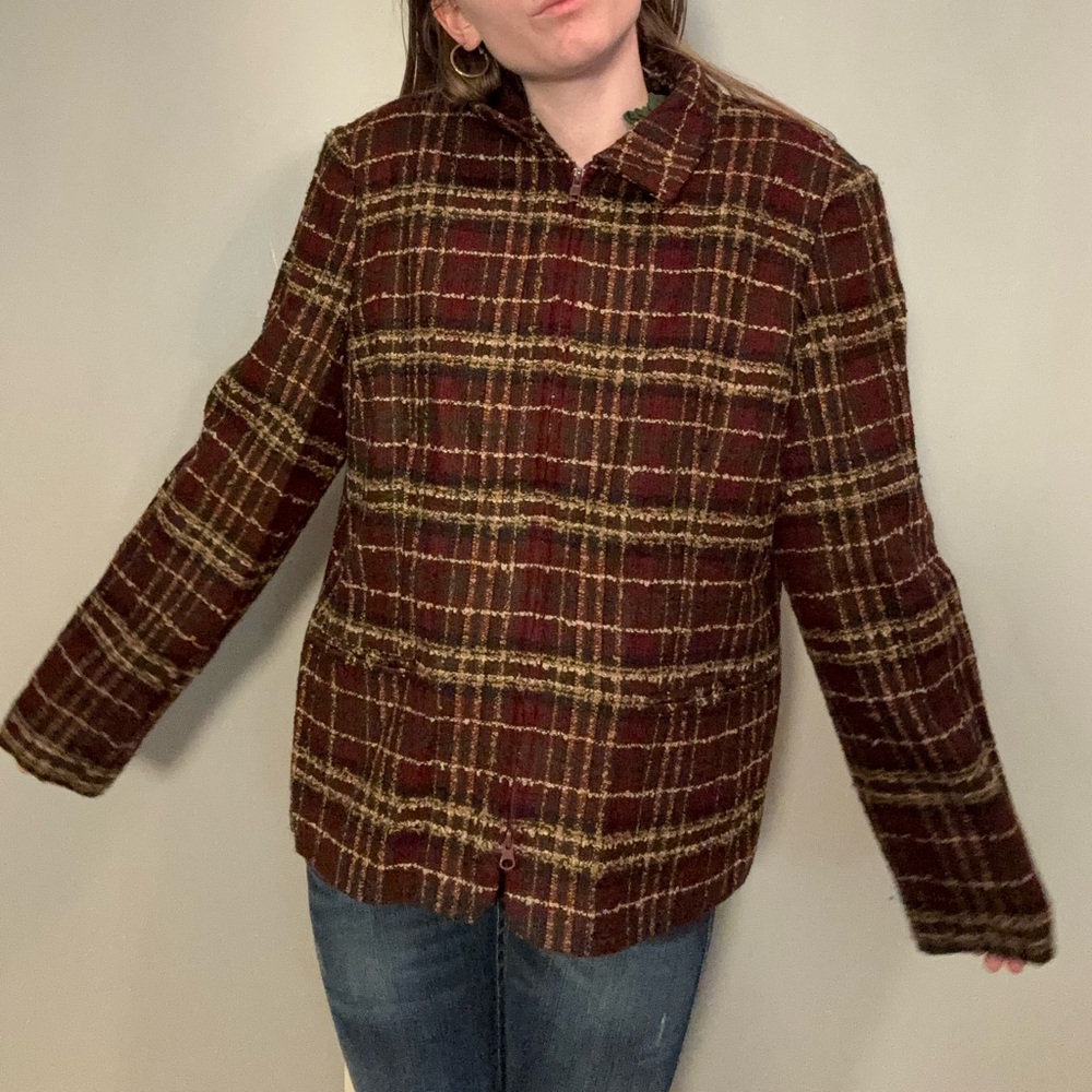 Sag Harbor plaid casual blazer w/zip. - Picture 6 of 7
